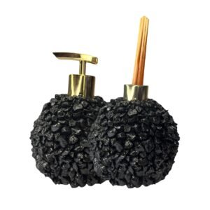 Kit Lavabo em Pedra Natural Cristal Matizado de Preto