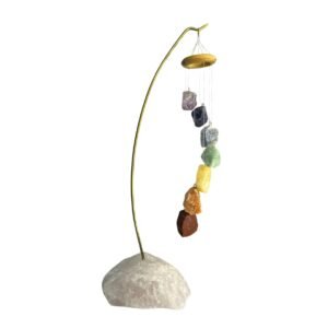 Móbile de pedra 7 peças chakras +base quartzo rosa