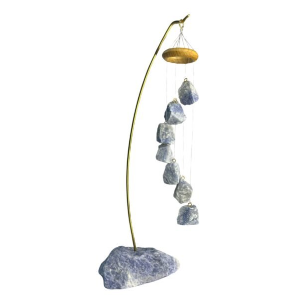 Móbile de pedra 7 peças quartzo azul + base em quartzo azul