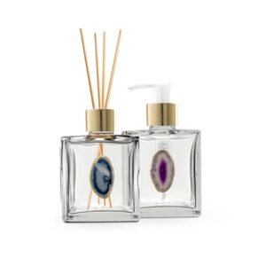 Kit Lavabo – Saboneteira + Difusor com Ágata Banhada a Ouro (cópia)