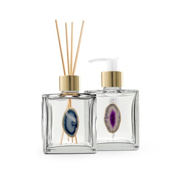 Kit Lavabo – Saboneteira + Difusor com Ágata Banhada a Ouro (cópia)
