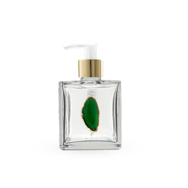 Saboneteira com Ágata Natural Banhada a Ouro