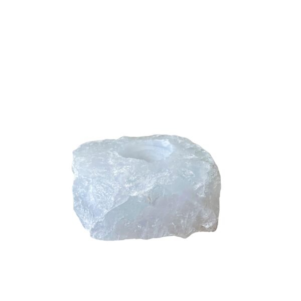 Porta-vela em quartzo branco